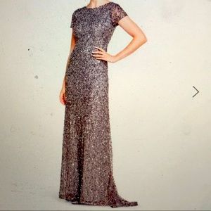 Adrianna Papell Sequin Gown in Lead Color